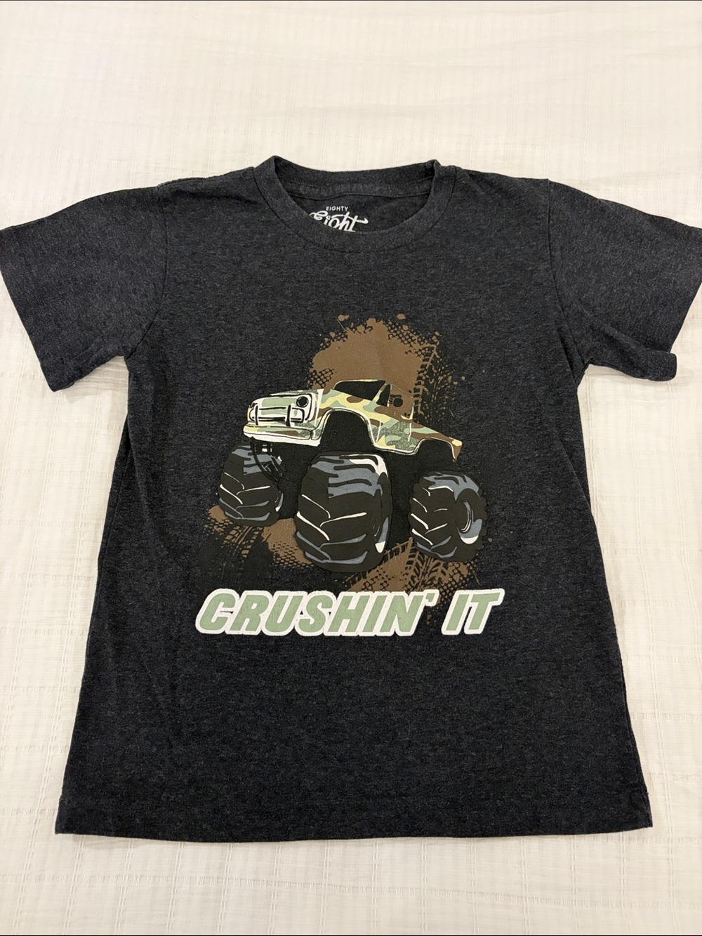 Crushin' It Boys Dark Gray Monster Truck Tee